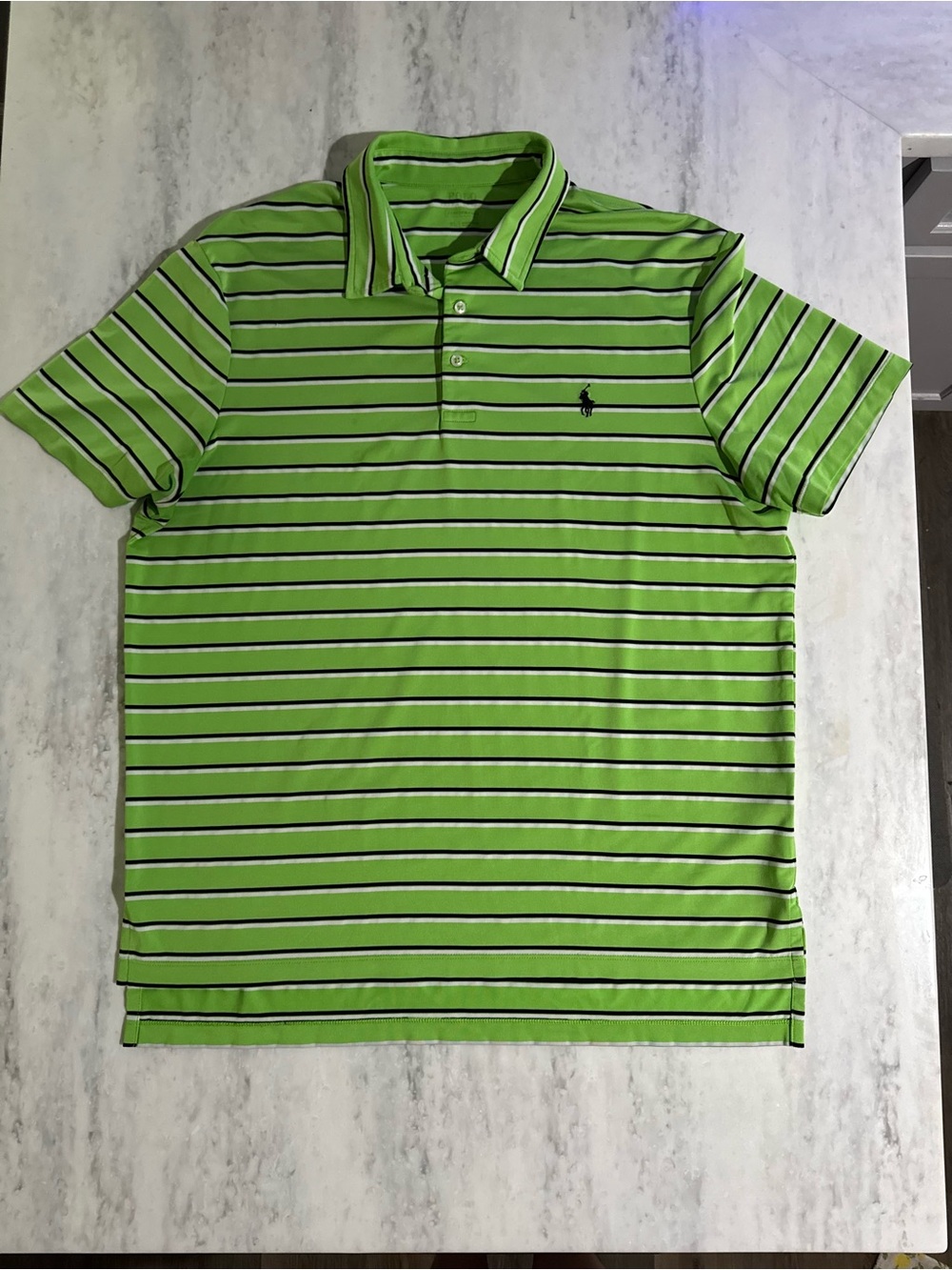 POLO Ralph Lauren Performance Green Striped Polo Shirt size XL